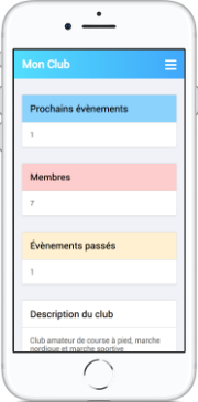 page sporteam sur téléphone mobile